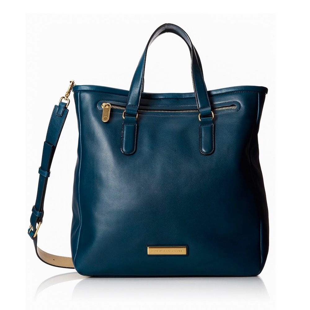 MARC JACOBS ‘Luna’ Teal Leather Top Handle Crossbody Tote Gold Hardware NWOT - Picture 3 of 17